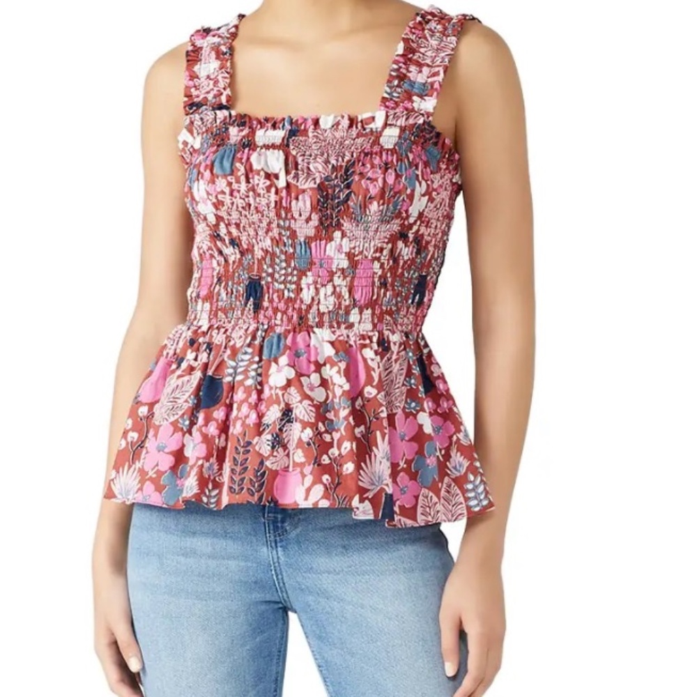 Kate Spade New York “Garden Posy” Cat Smocked Top - Size S